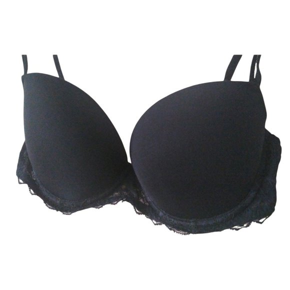 Victoria Secret PINK Womens Black Lace Trim Underwire Lightly Padded Bra 32C/B - Picture 2 of 11